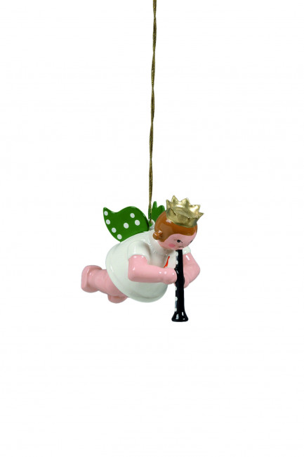 Schwebeengel mit Klarinette mit Krone
