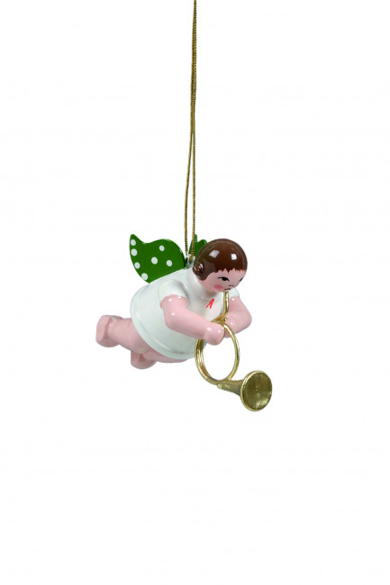 Schwebeengel mit englischem Horn mit Krone
