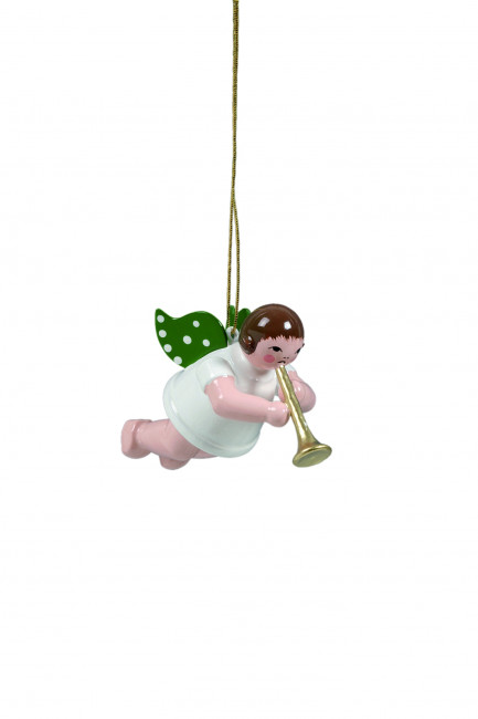 Schwebeengel mit Trompete mit Krone