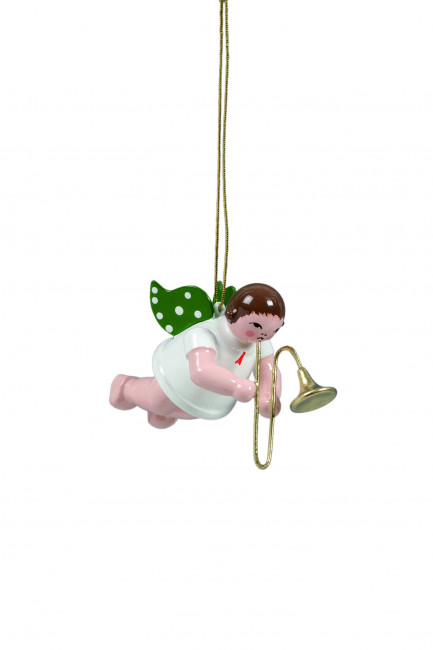 Schwebeengel mit Posaune mit Krone