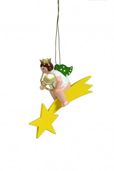 Engel mit russischem Horn auf Sternschnuppe ohne Krone