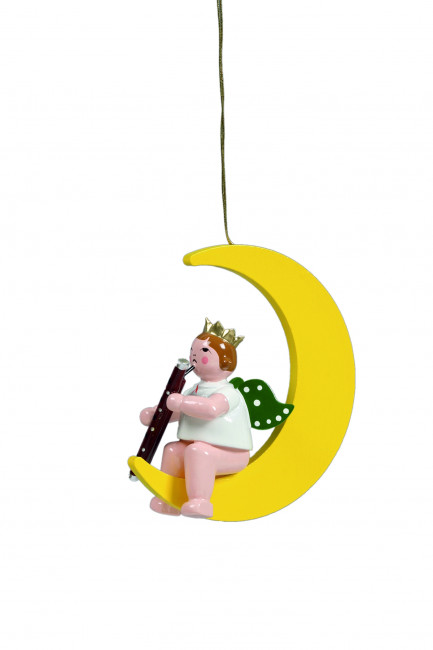 Engel mit Fagott auf Mond ohne Krone