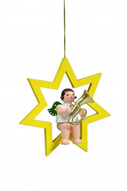 Engel mit Tenorhorn im Stern ohne Krone