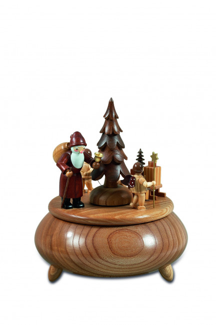  Spieldose Weihnachtsmann, 2 Engel mit Schlitten natur, ohne Krone