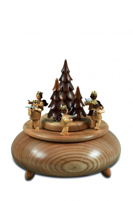  Spieldose Adventsänger natur, mit Krone
