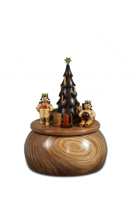  Spieldose Engel am Weihnachtsbaum natur