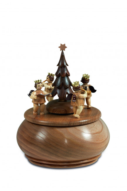  Spieldose Engelgruppe mit Tannenbaum natur, ohne Krone