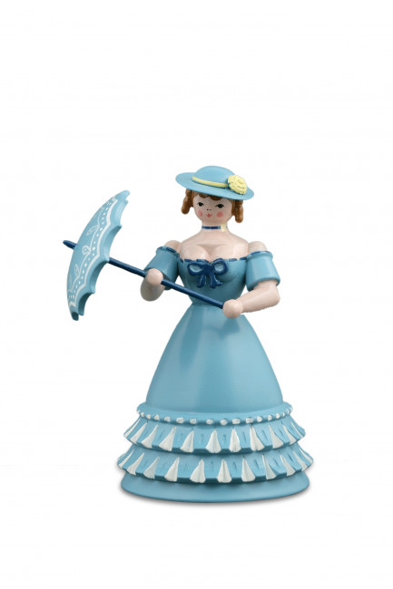  Biedermeierfrau mit Schirm blau
