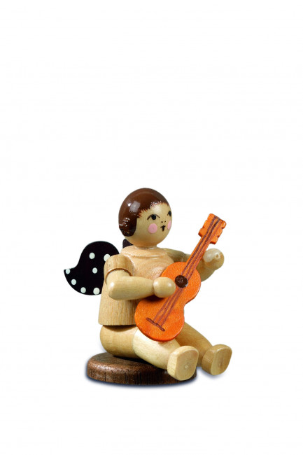 Engel flach sitzend mit Gitarre natur mit Krone