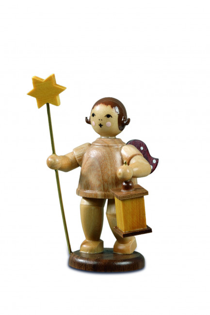 Engel mit Stern und Lampe natur mit Krone
