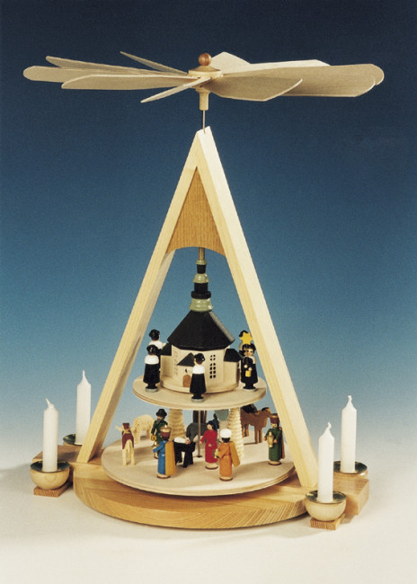 Pyramide Christi Geburt, bunt, 2-stöckig
