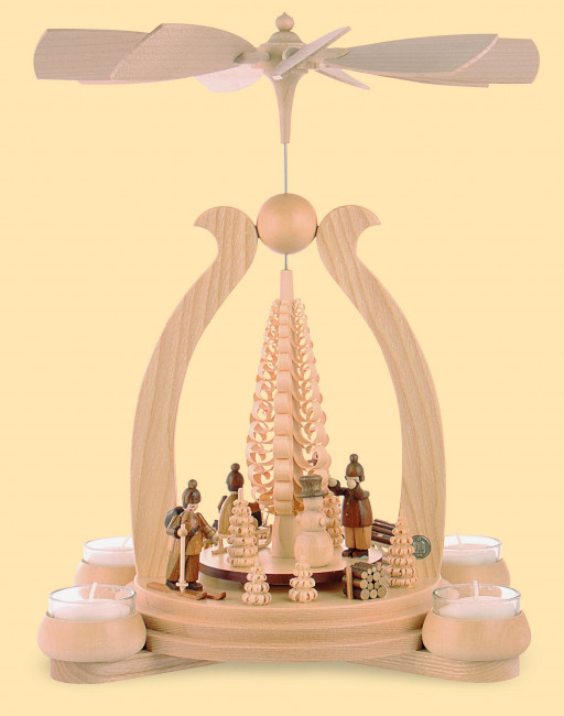 Teelicht-Bogenpyramide Wintermotiv
