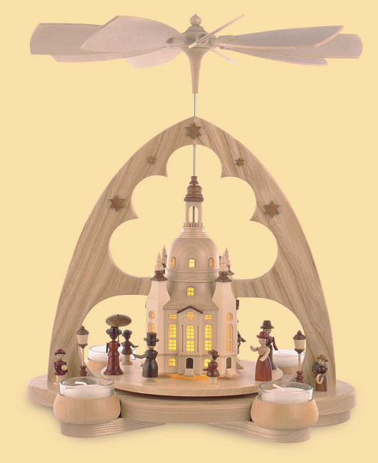 Teelicht-Bogenpyramide Frauenkirche mit LED-Beleuchtung