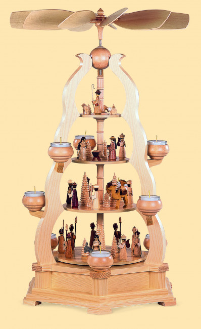 Teelicht-Bogenpyramide Heilige Geschichte, 4-stöckig
