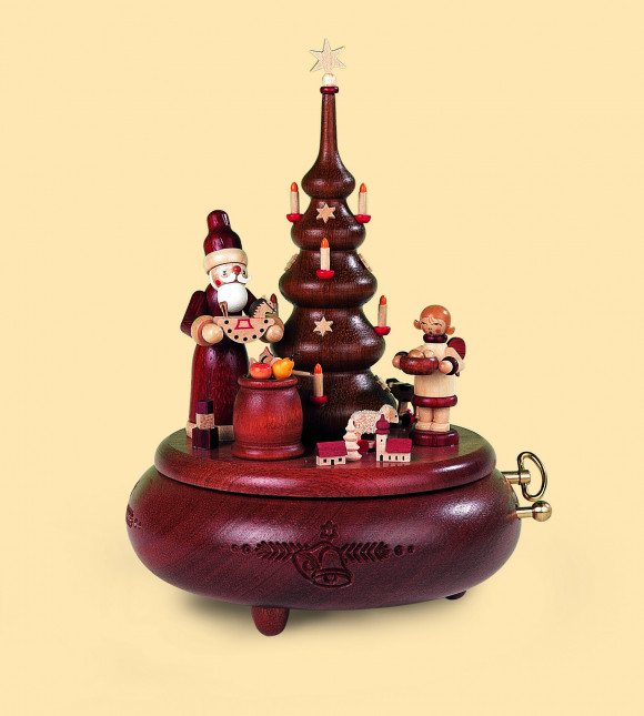 Spieldose Bescherung am Weihnachtsbaum natur