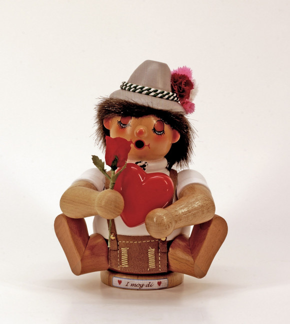 Räuchermann Bayer verliebt, mit blinkendem Herz