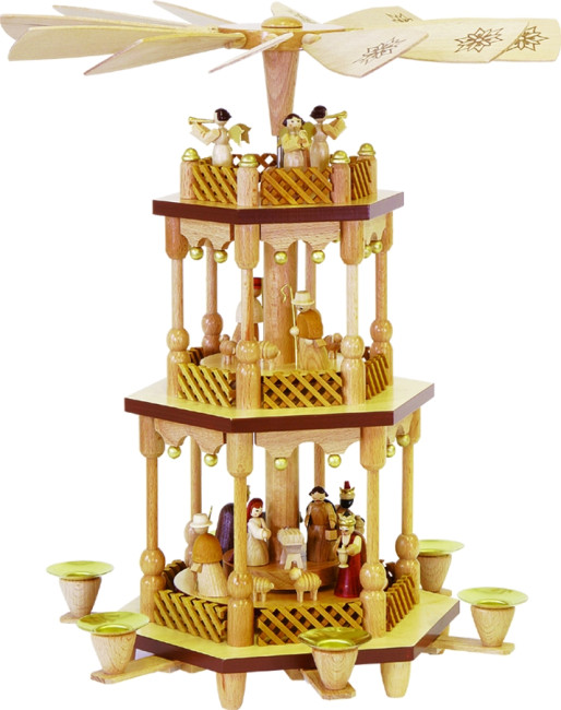 Pyramide Christi Geburt 2-stöckig natur - Auslaufartikel
