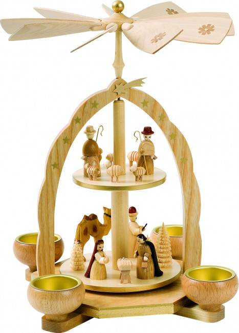 Teelichtpyramide 2-stöckig Christi Geburt