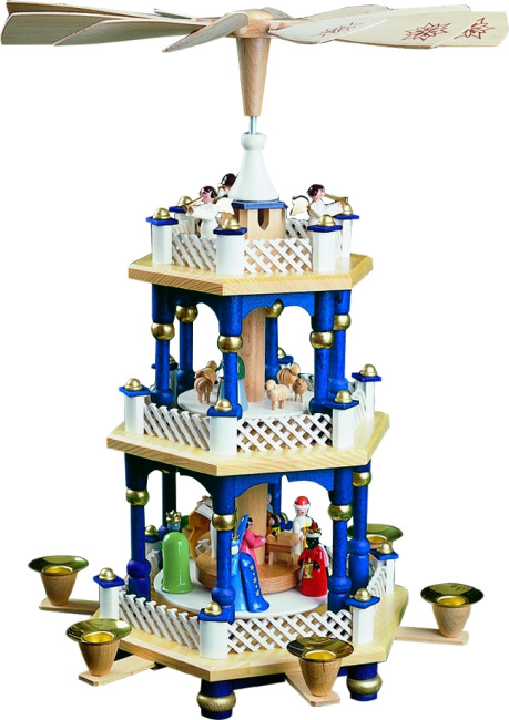 Pyramide Christi Geburt 2-stöckig, blau - Auslaufartikel