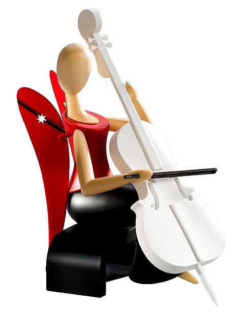 Sternkopf-Engel mit Cello sitzend