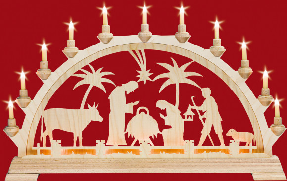 Schwibbogen Motiv Christi Geburt (mit Vorbeleuchtung)