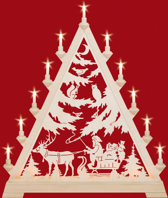 Fensterdreieck Nikolaus mit Schlitten (ohne Vorbeleuchtung)