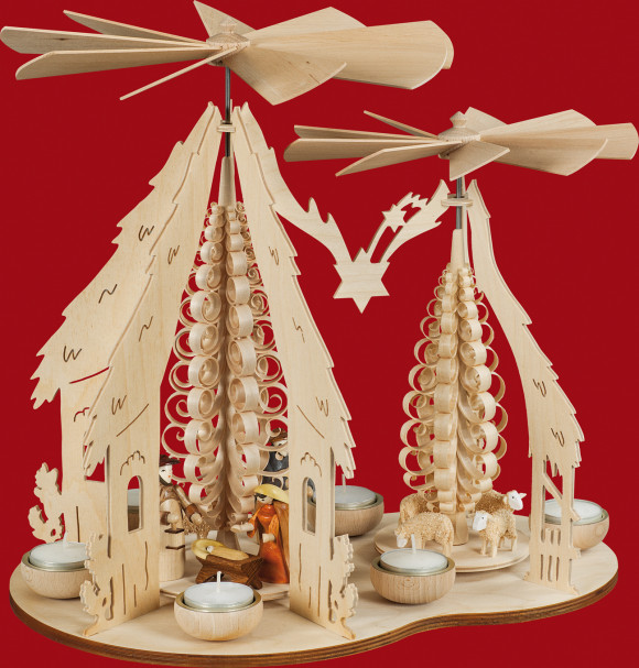 Teelichtpyramide mit Christgeburt