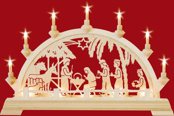 Schwibbogen Geburt Christi, im Haus