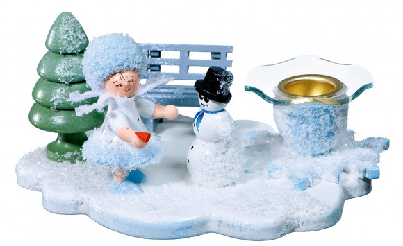 Kerzenhalter Schneeflöckchen mit Schneemann