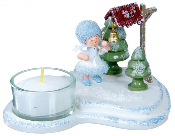 Teelichthalter Schneeflöckchen mit Glocke