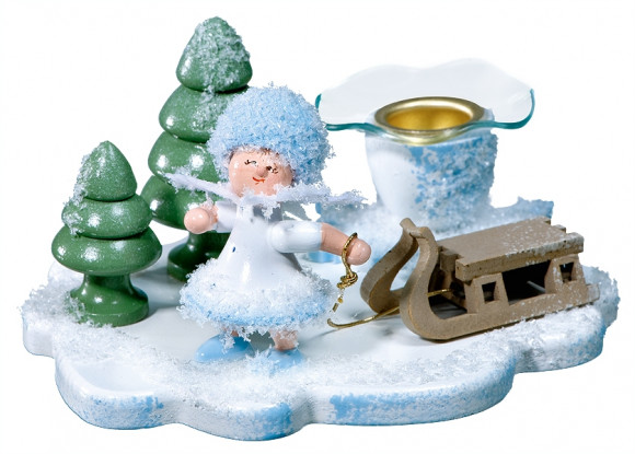 Kerzenhalter Schneeflöckchen mit Schlitten