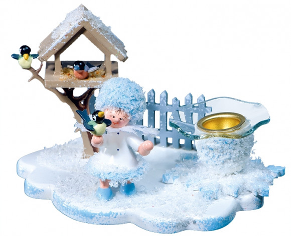 Kerzenhalter Schneeflöckchen mit Vogelhäuschen