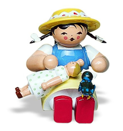 Mädchen mit Vogel auf Fuß - Auslaufartikel