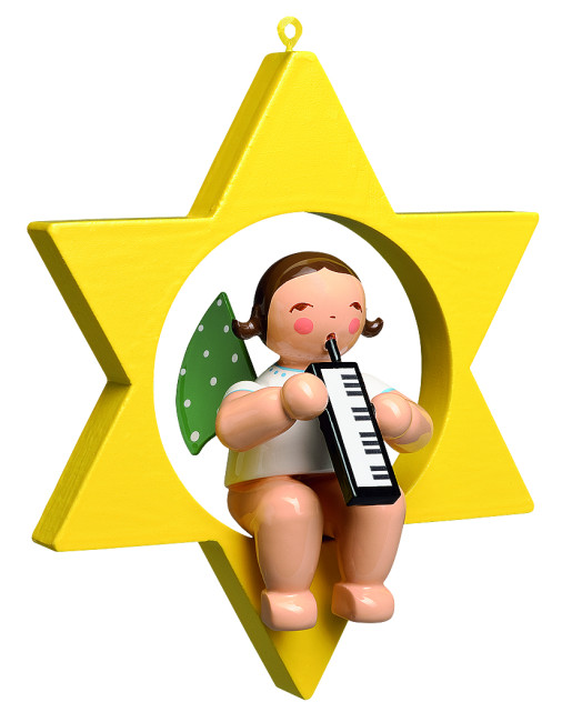 Engel mit Melodika im Stern - Auslaufartikel