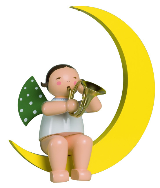 Engel mit Waldhorn im Mond, gross - Auslaufartikel