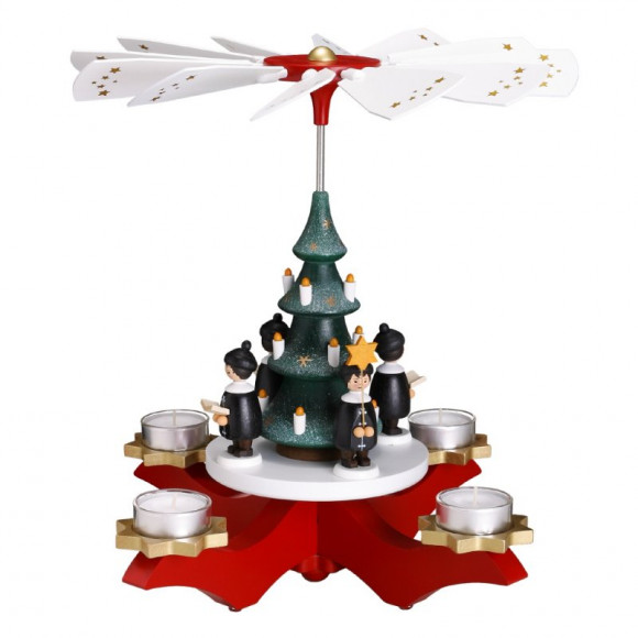 Leuchterpyramide rot mit 4 Kurrendefiguren