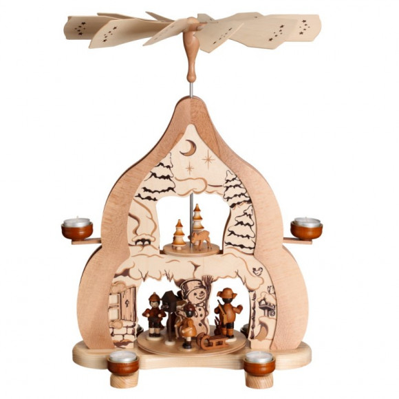 Teelicht-Motiv-Pyramide Wintertraum natur
