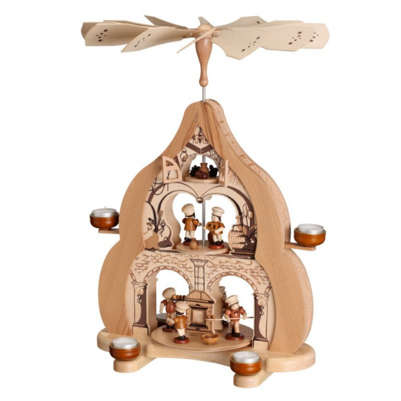 Teelicht-Motiv-Pyramide Bäckerei natur