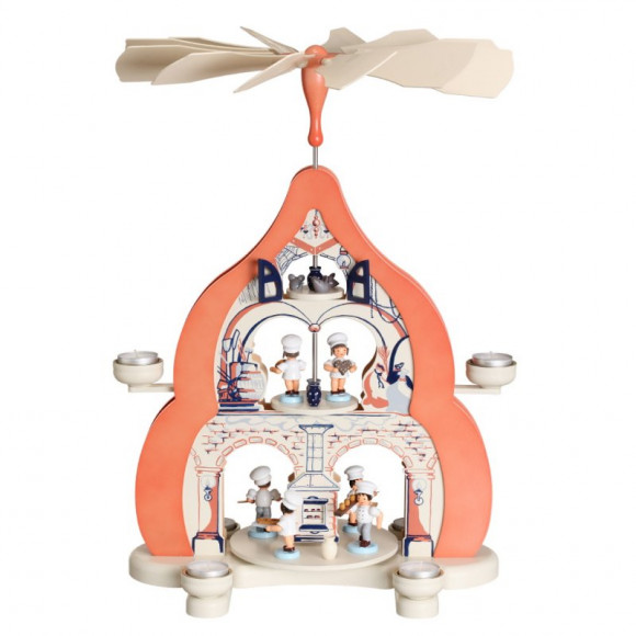 Teelicht-Motiv-Pyramide Bäckerei farbig