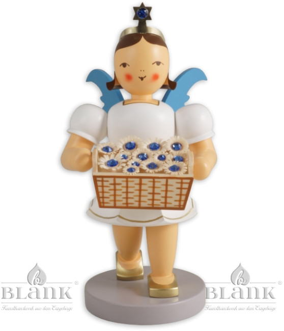 Kurzrockengel mit Blumenkorb und Preciosa-Kristallen, 20 cm - farbig