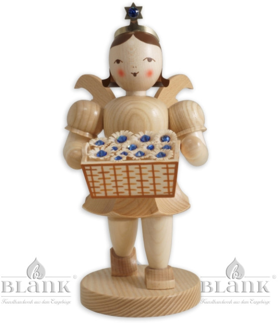 Kurzrockengel mit Blumenkorb und Preciosa-Kristallen, 22 cm