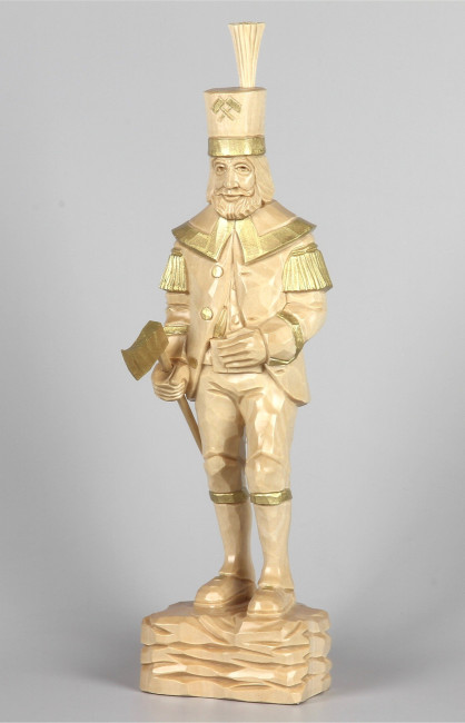 Geschnitzter Bergmann, natur/gold, 34 cm