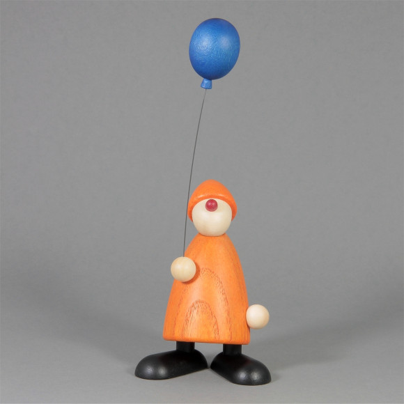 Gratulant Linus mit blauem Luftballon, gelb