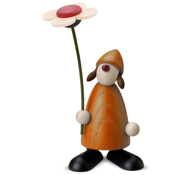 Gratulantin Susi mit Blume, gelb