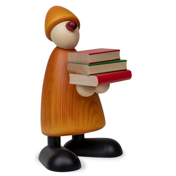 Gratulant Billy mit Büchern, gelb, 17 cm