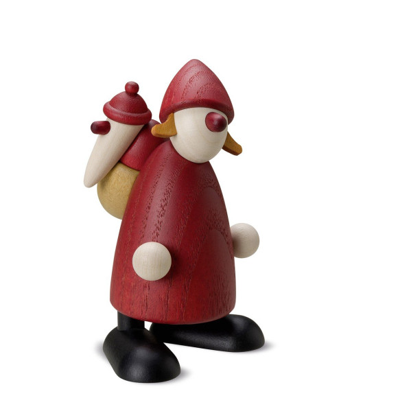 Weihnachtsfrau mit kleinem Weihnachtsmann im Sack