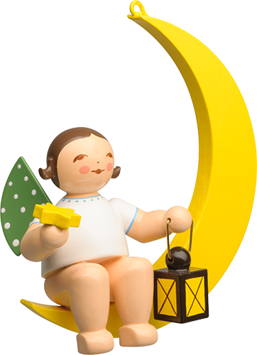 Engel mit Stern und Laterne im Mond