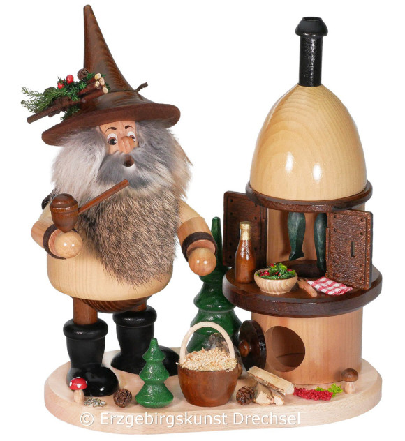 Räuchermann Wichtel am Räucherofen - 26 cm