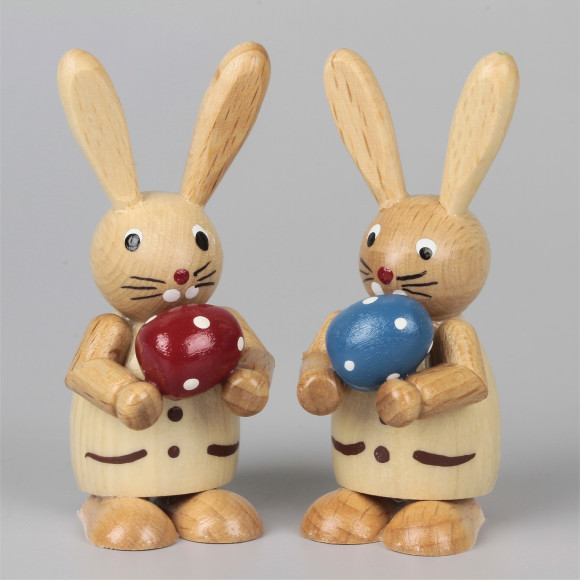 Osterhasen-Paar (Eier bunt) aus dem Erzgebirge 