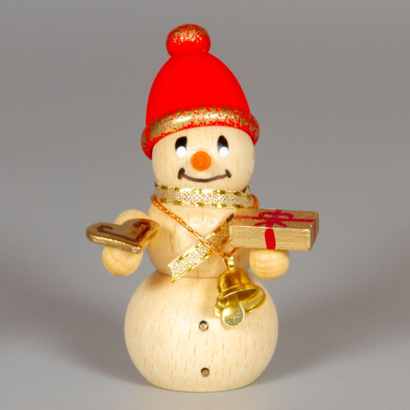 Dekofiguren Schneemann mit Geschenken natur-gold